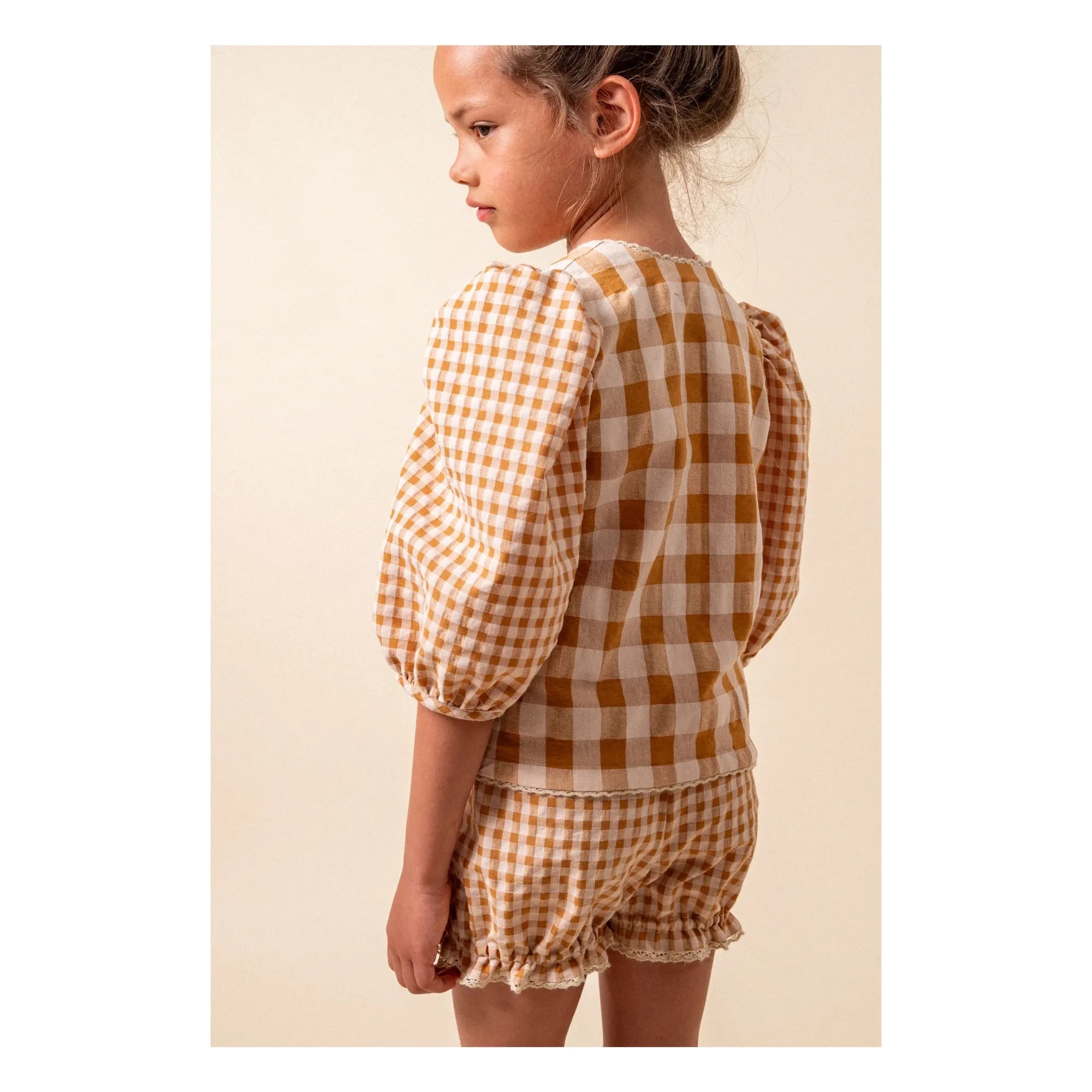 birinit - Blusa de algodón orgánico de Vichy | Caramelo