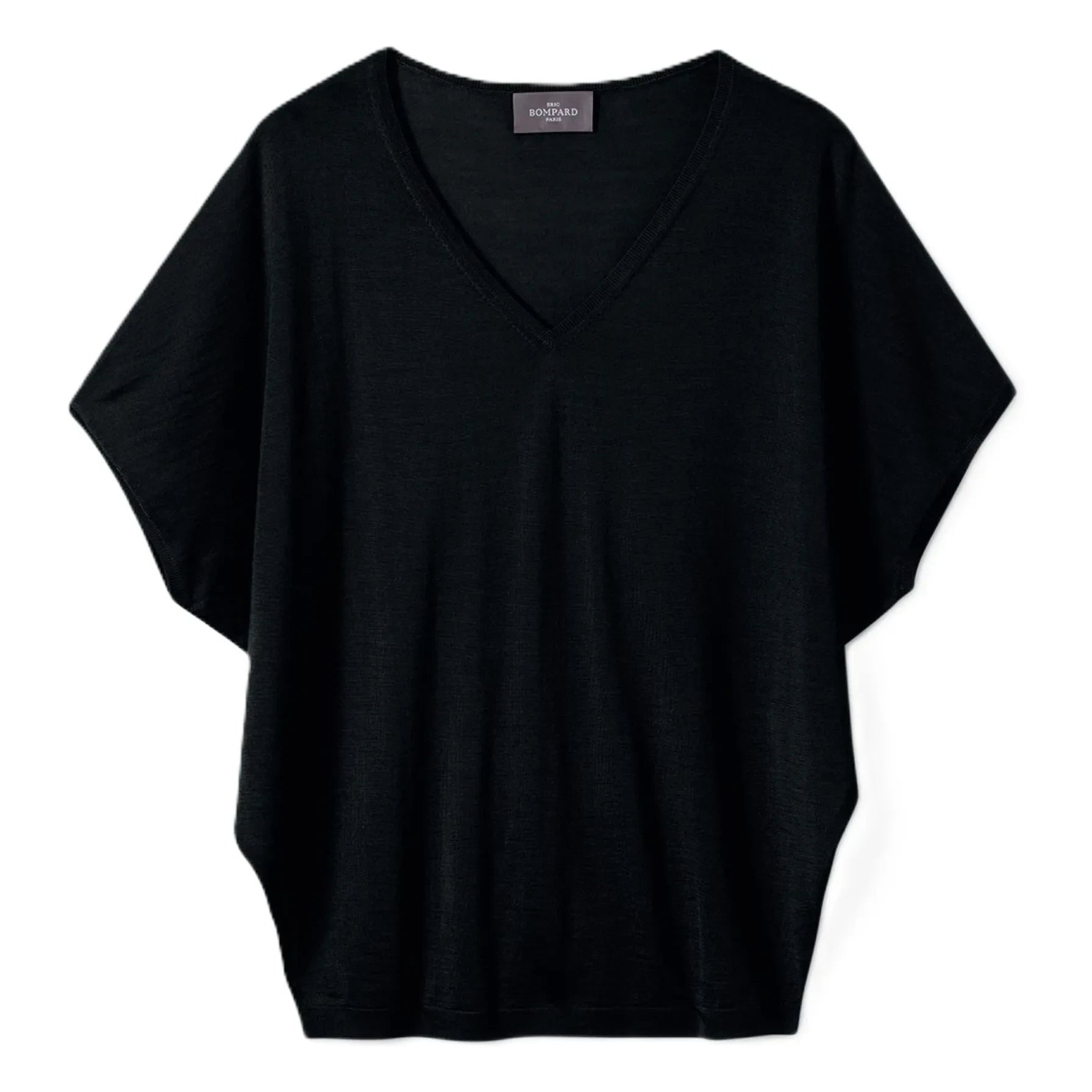 Bompard - Jersey de cachemira y seda con cuello de pico ultrafino | Negro