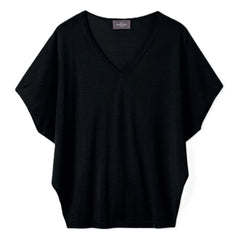 Bompard - Jersey de cachemira y seda con cuello de pico ultrafino | Negro