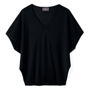 Bompard - Jersey de cachemira y seda con cuello de pico ultrafino | Negro