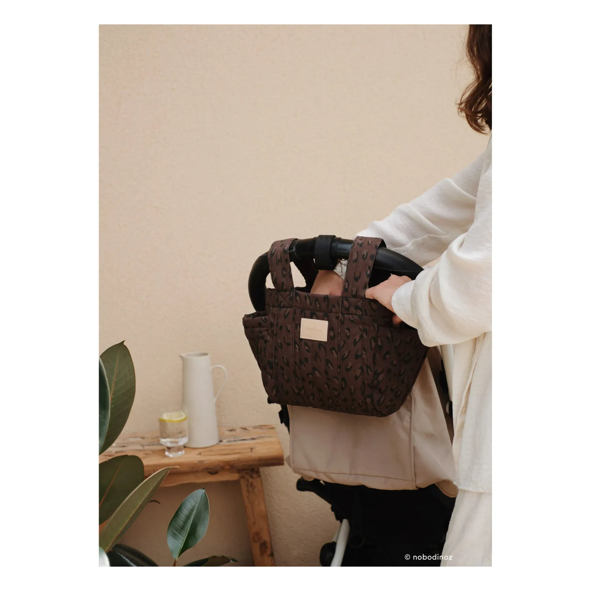 Nobodinoz - Bolso organizador de cochecito Hyde Park | Leopardo