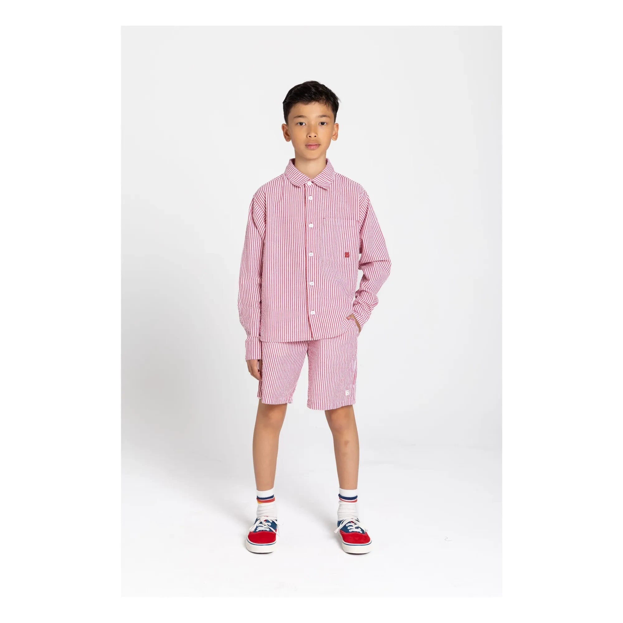 Smallable Kid - Camisa a rayas | Rojo cereza