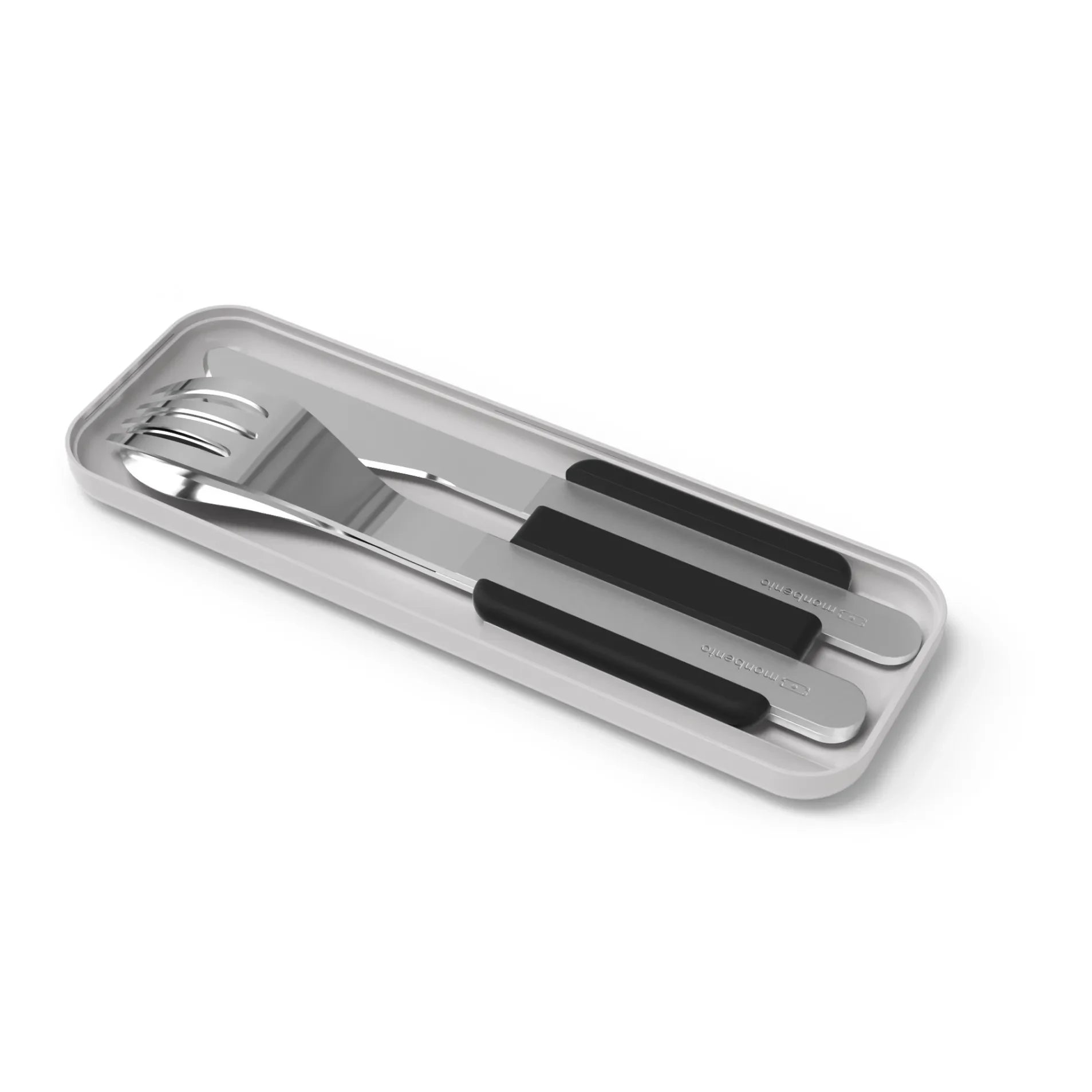Monbento - MB Slim Box Cubertería de Bolsillo de Acero Inoxidable | Negra