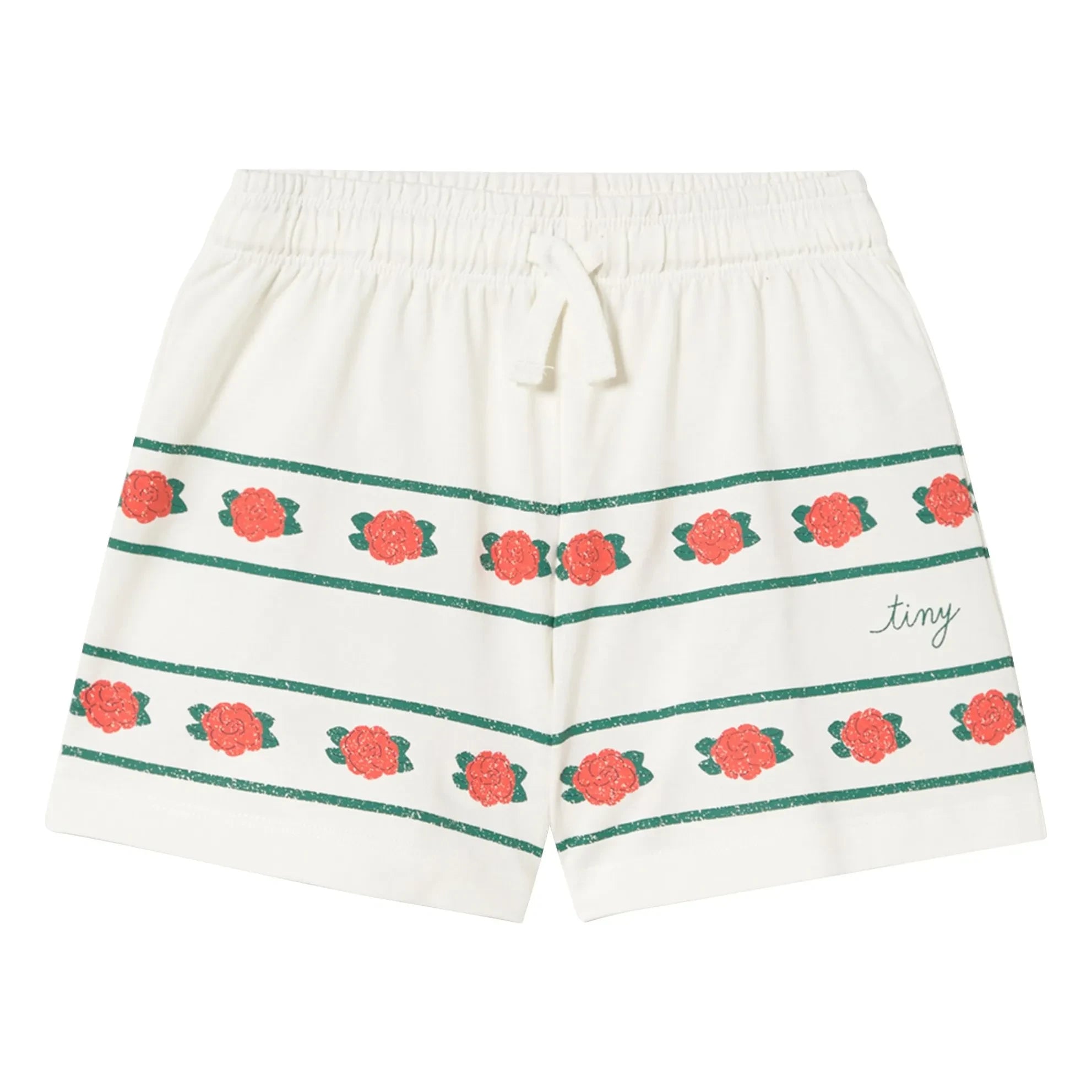 Tinycottons - Shorts de algodón orgánico Roses | Blanco