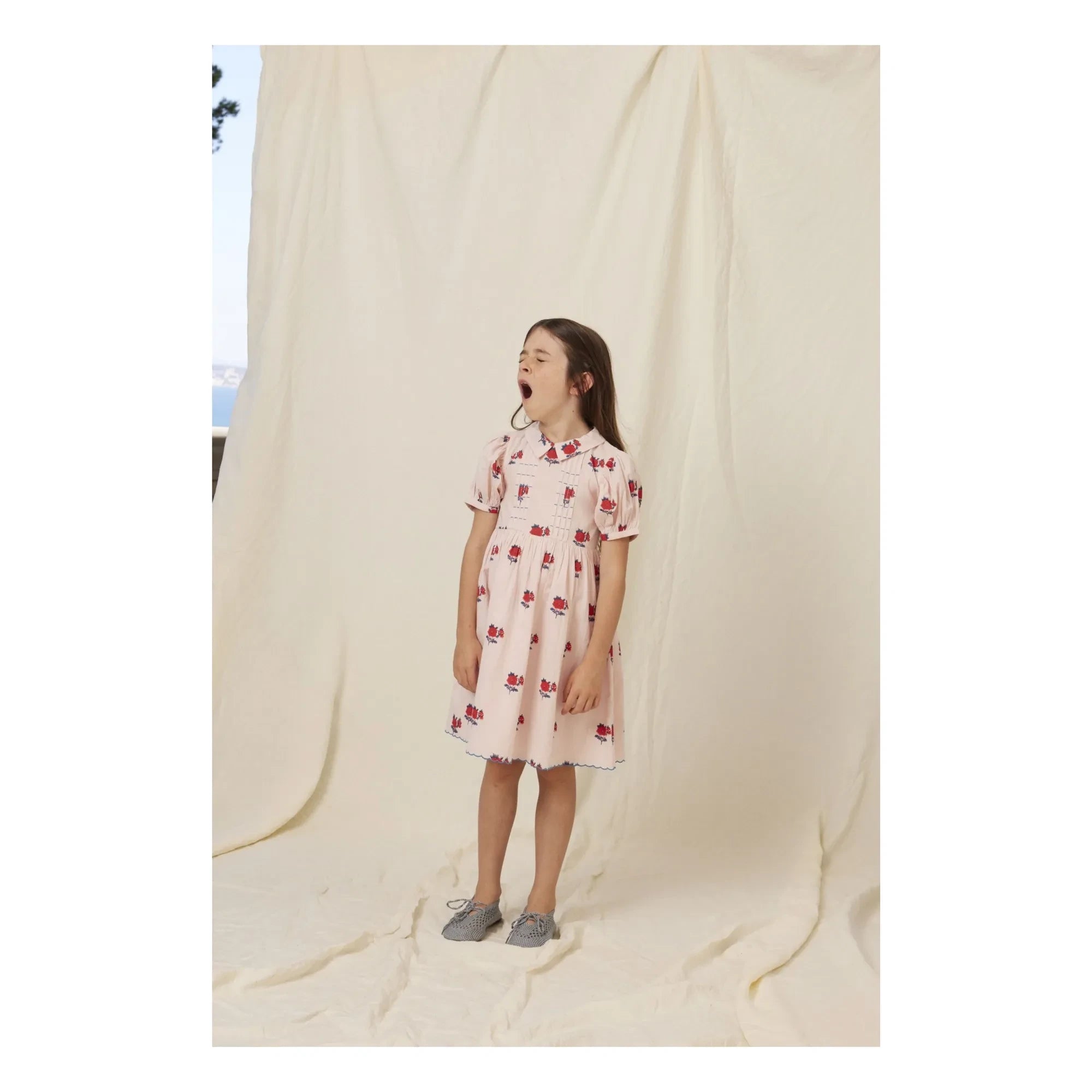 Bebe Organic - Vestido de manga larga con lunares April Fleurs | Rosa pálido