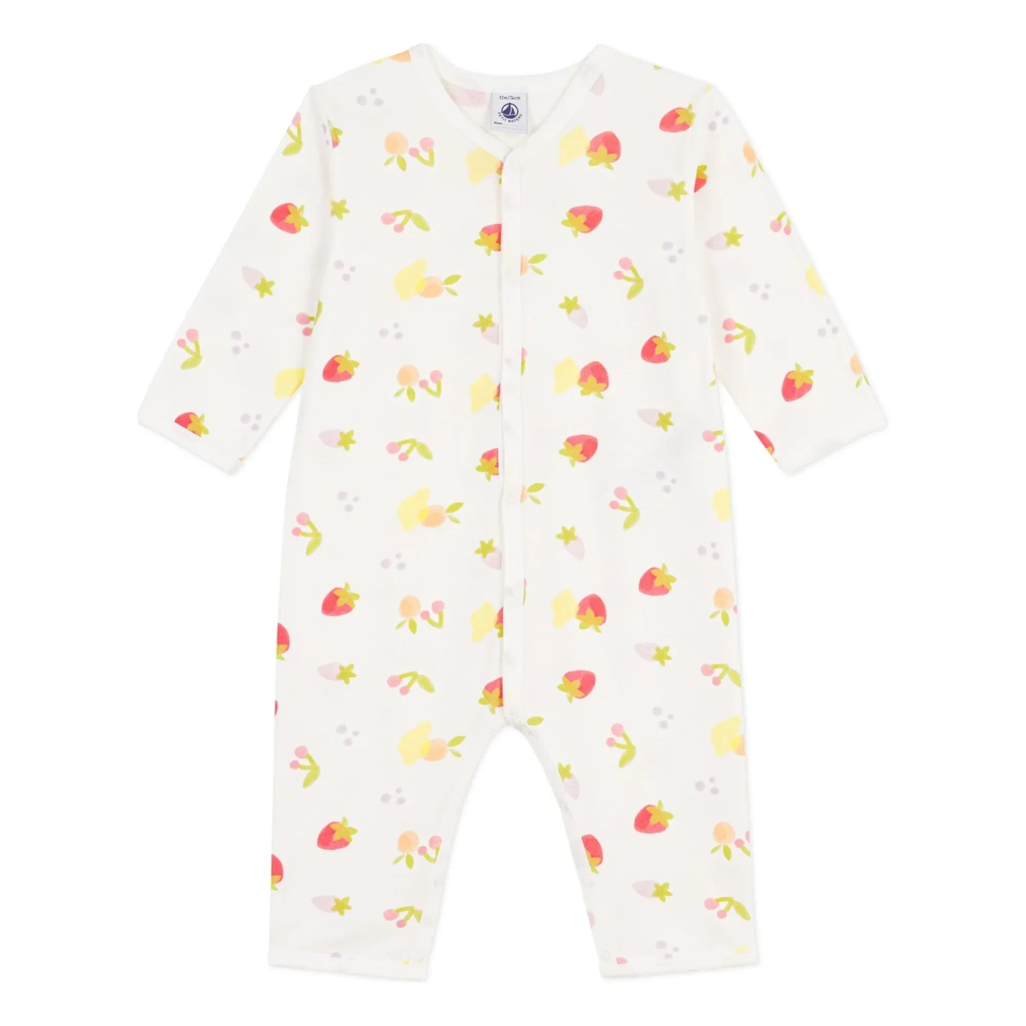 Petit Bateau - Saco de Dormir de Algodón Orgánico con Estampado de Frutas | Blanco