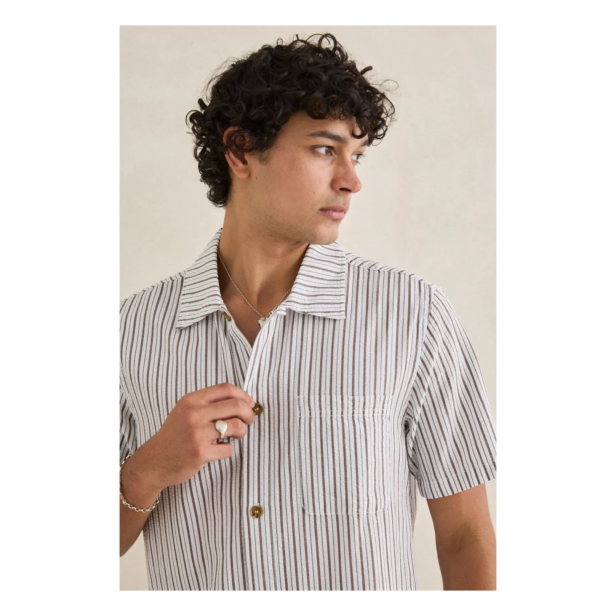 Rhythm - Camisa de manga corta a rayas | Gris claro