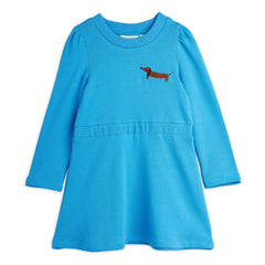 Mini Rodini - Vestido de algodón orgánico con perro salchicha | Azul