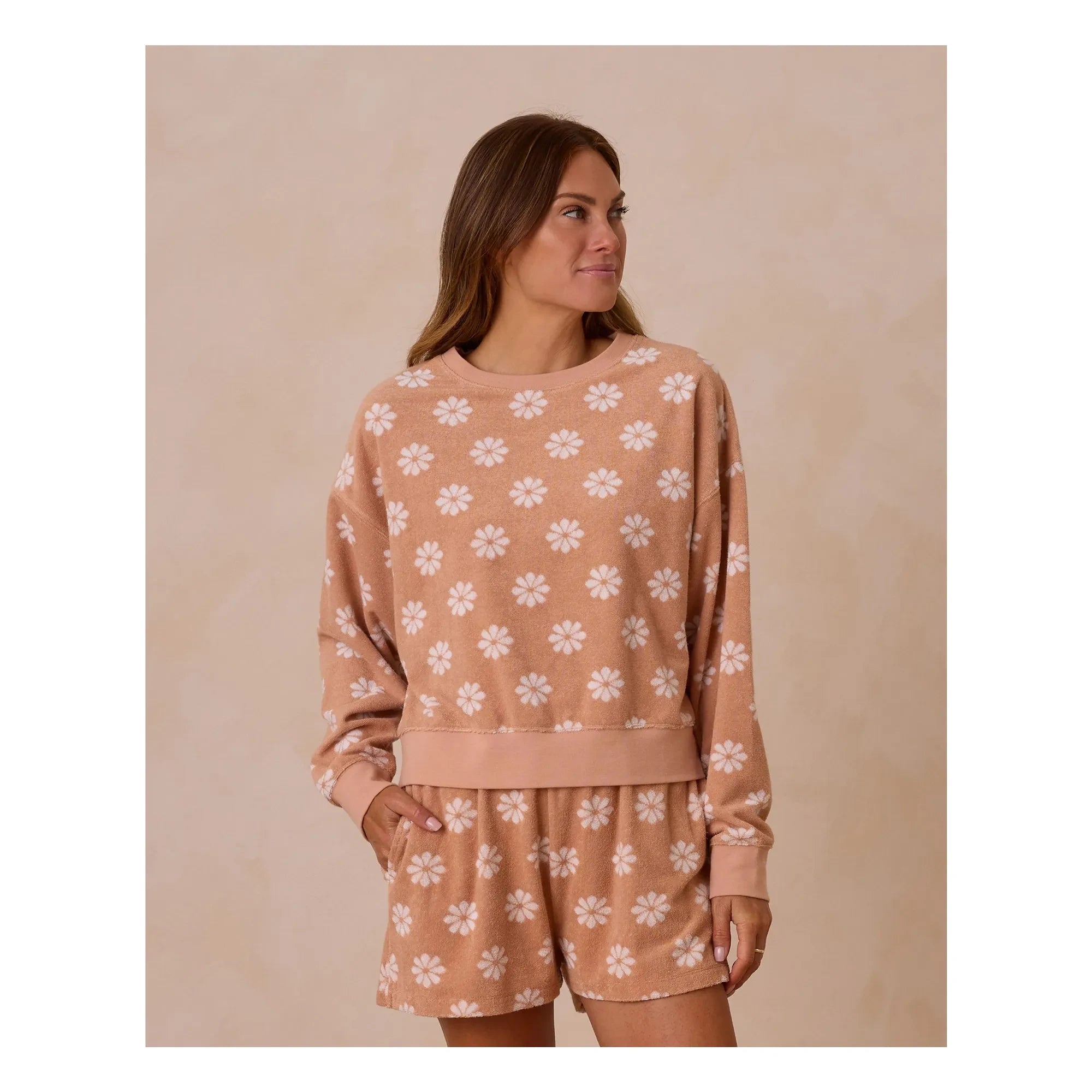 Rylee + Cru - Sudadera floral de rizo | Naranja