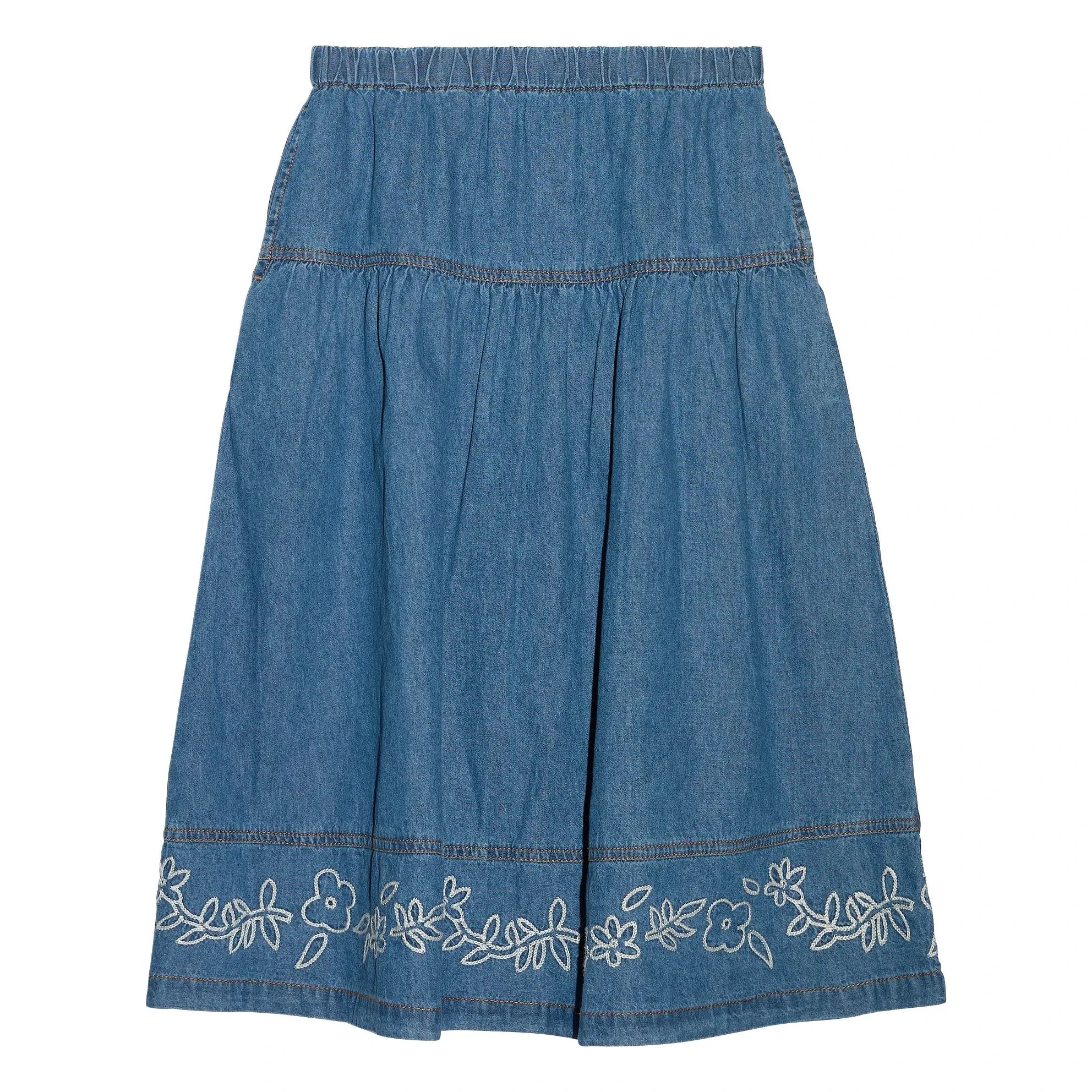 Hundred Pieces - Falda Bordada Cally | Azul denim