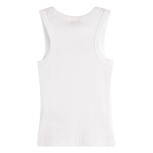 Scotch & Soda - Camiseta sin mangas de algodón orgánico acanalado | Blanco
