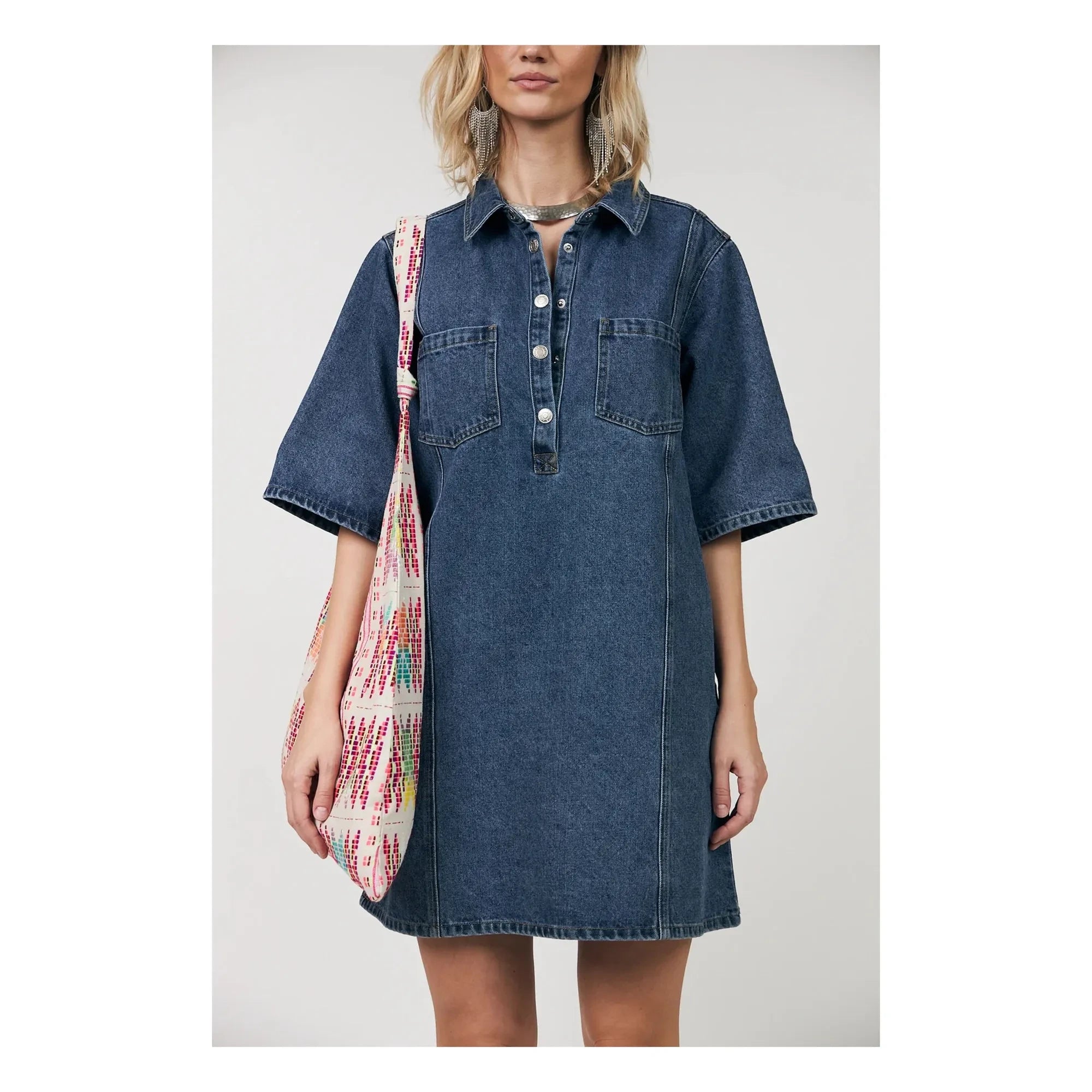 Lollys Laundry - Vestido de algodón Mola | Azul denim