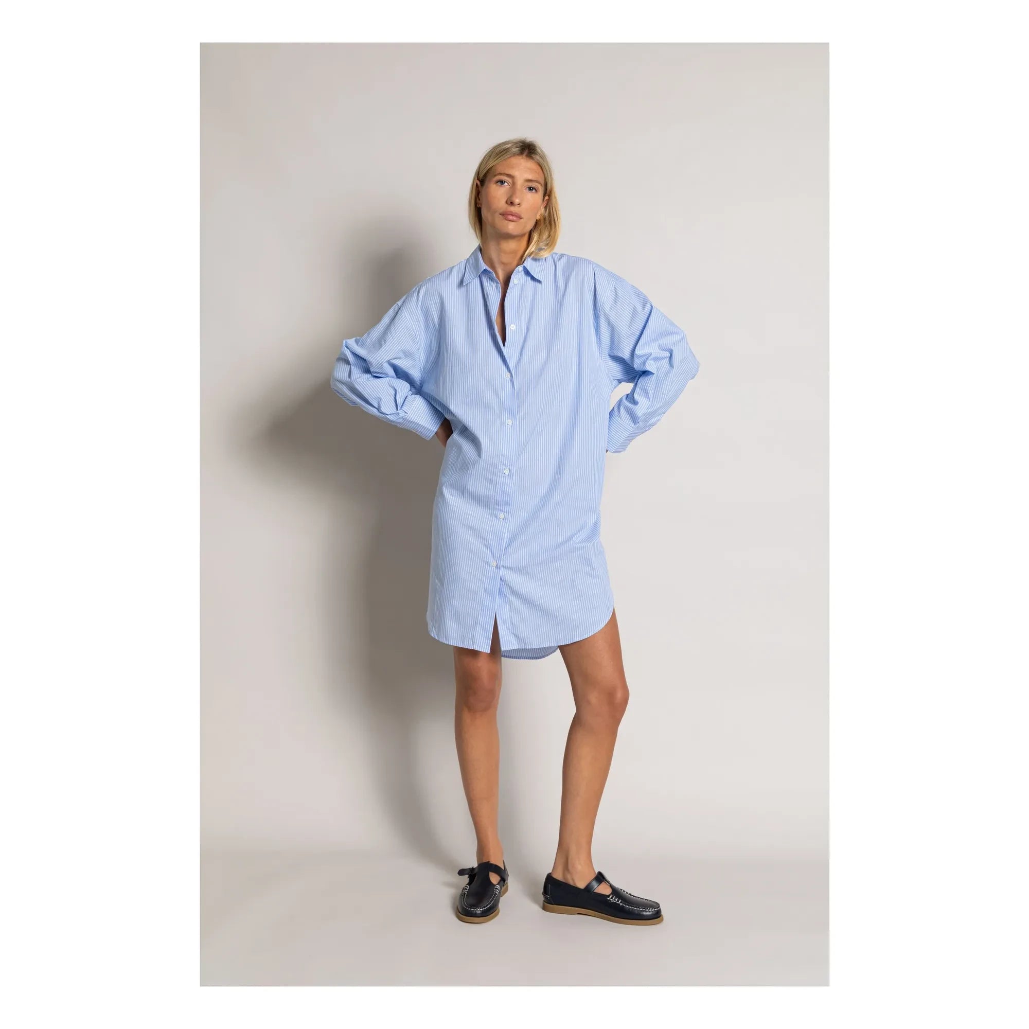 Smallable Woman - Vestido Camisero Rayado Lydie | Azul Claro