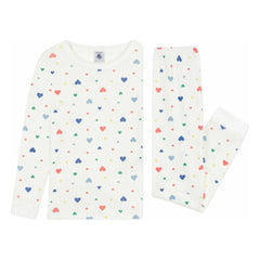 Petit Bateau - Pijama elástico de algodón orgánico con corazones | Blanco