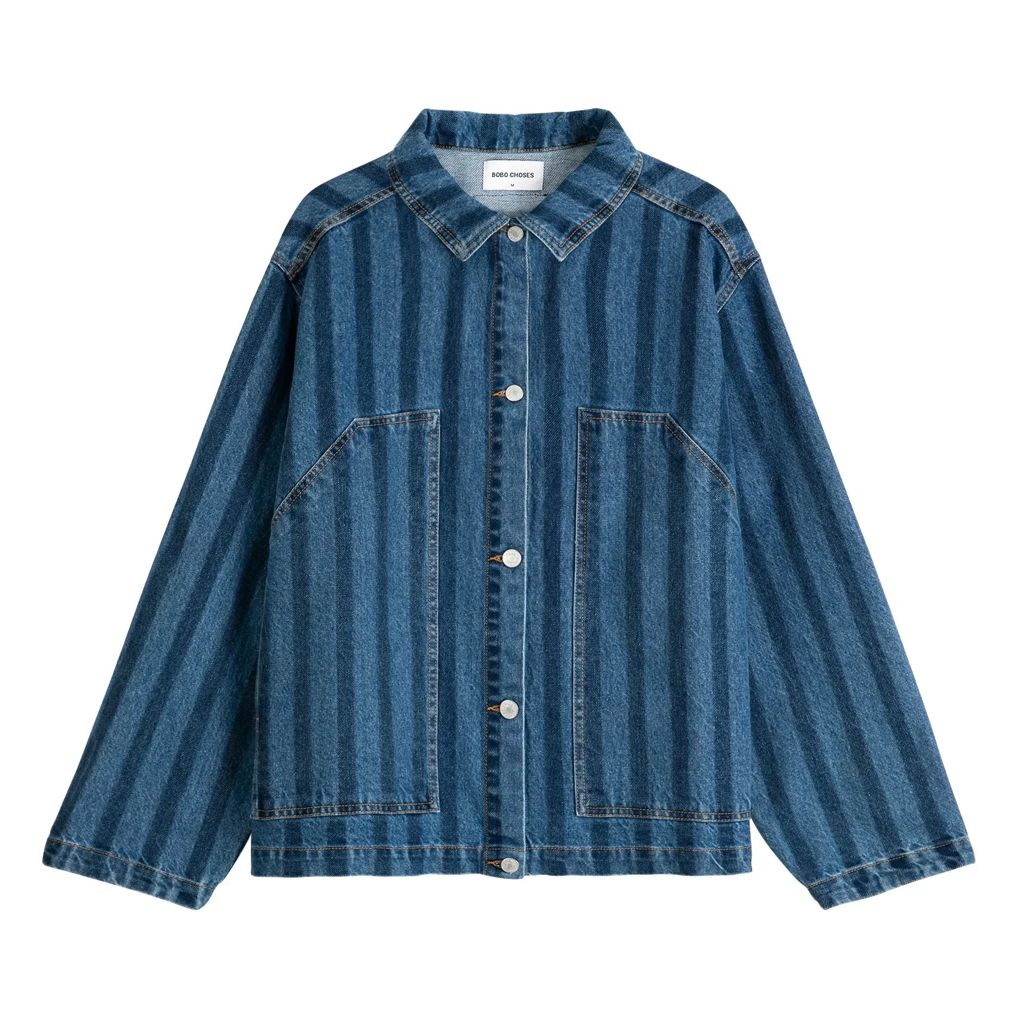 Bobo Choses - Chaqueta de algodón orgánico con rayas de mezclilla azul