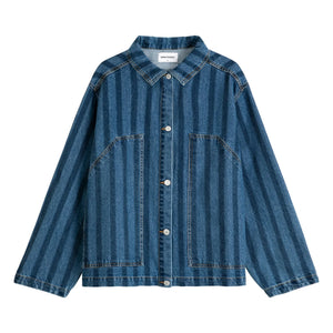 Bobo Choses - Chaqueta de algodón orgánico con rayas de mezclilla azul