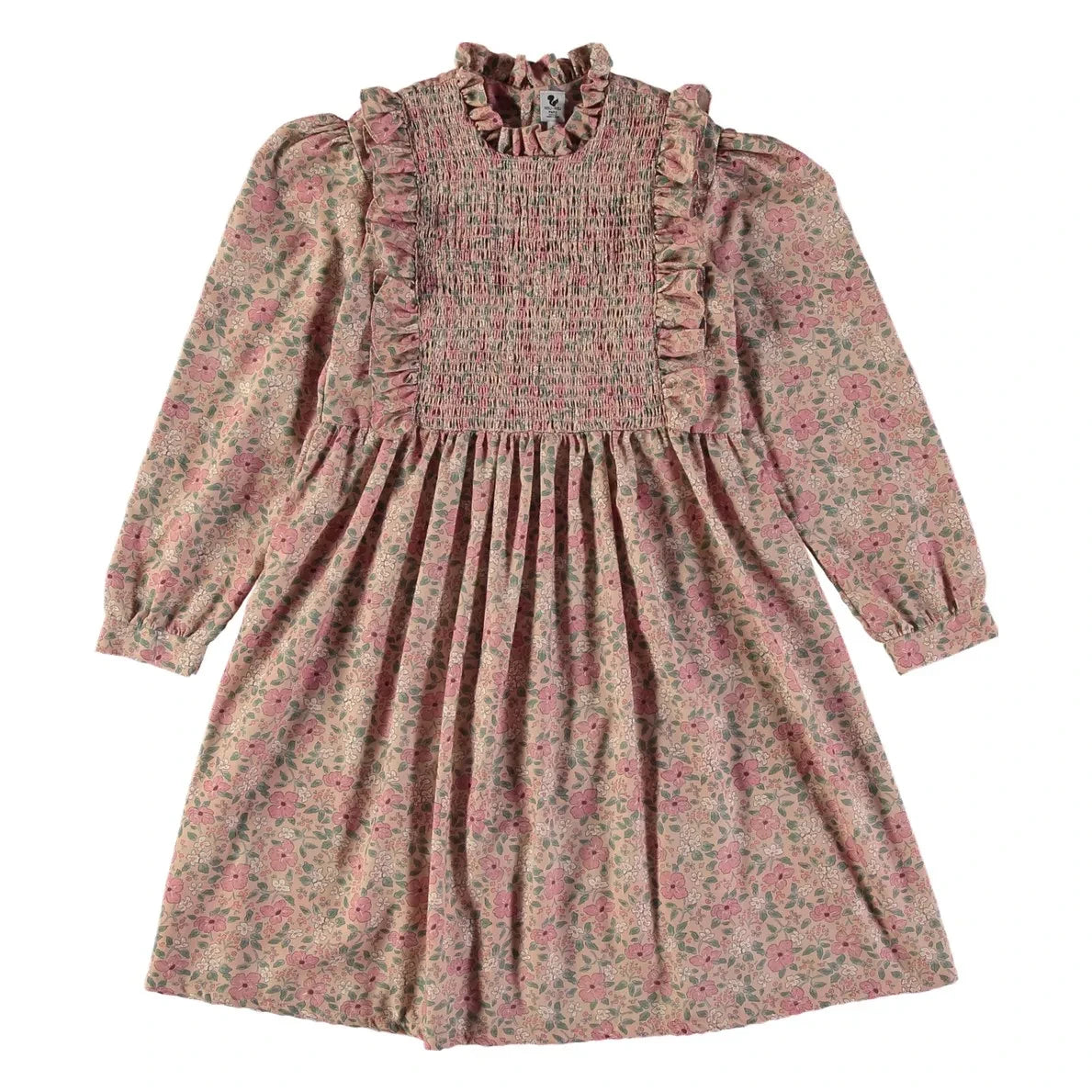 Risu Risu - Infanta Liberty Vestido fruncido de Algodón Orgánico | Rosa