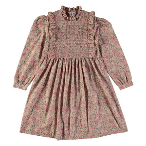 Risu Risu - Infanta Liberty Vestido fruncido de Algodón Orgánico | Rosa