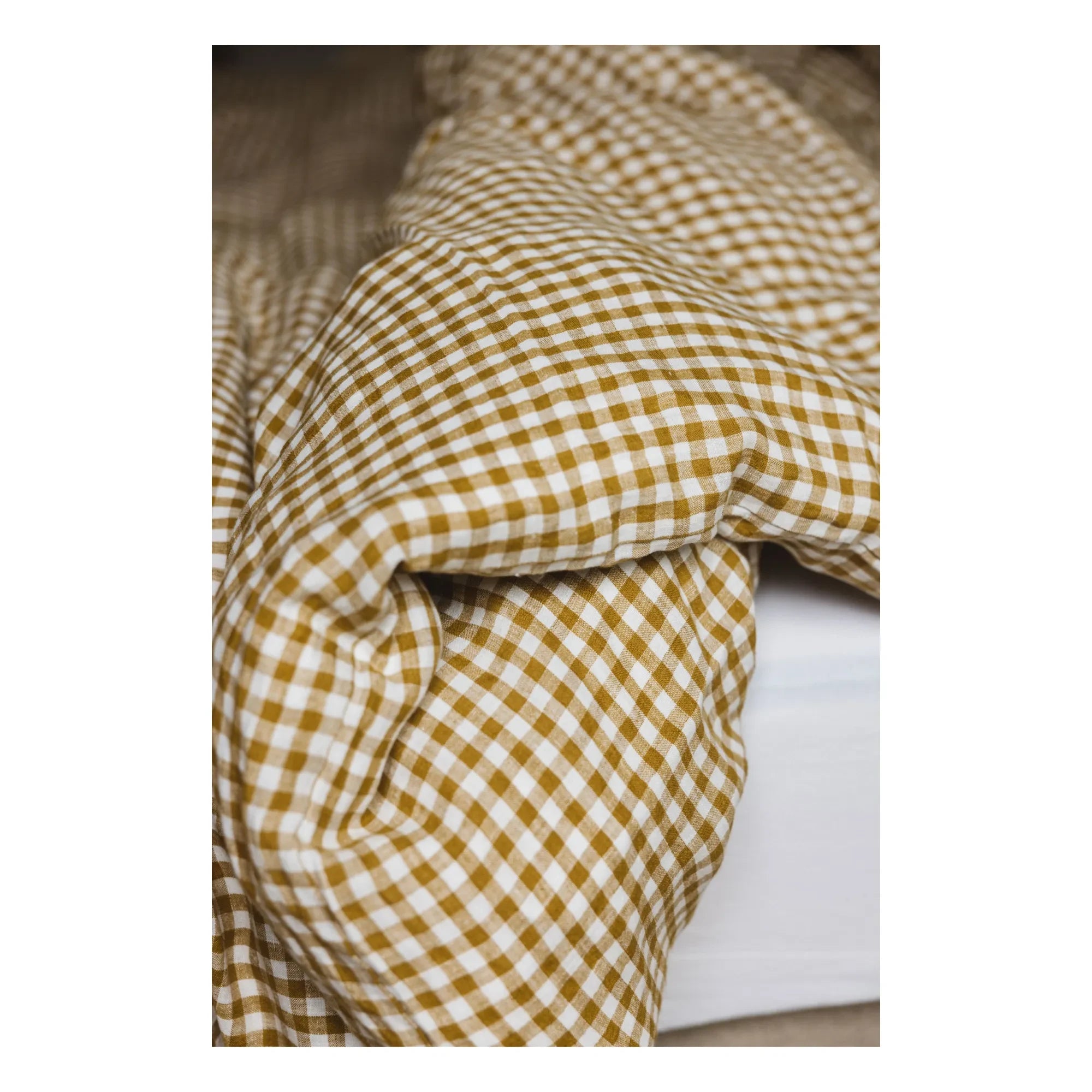 Gabrielle Paris - Funda nórdica de lino lavado Gingham | Cúrcuma