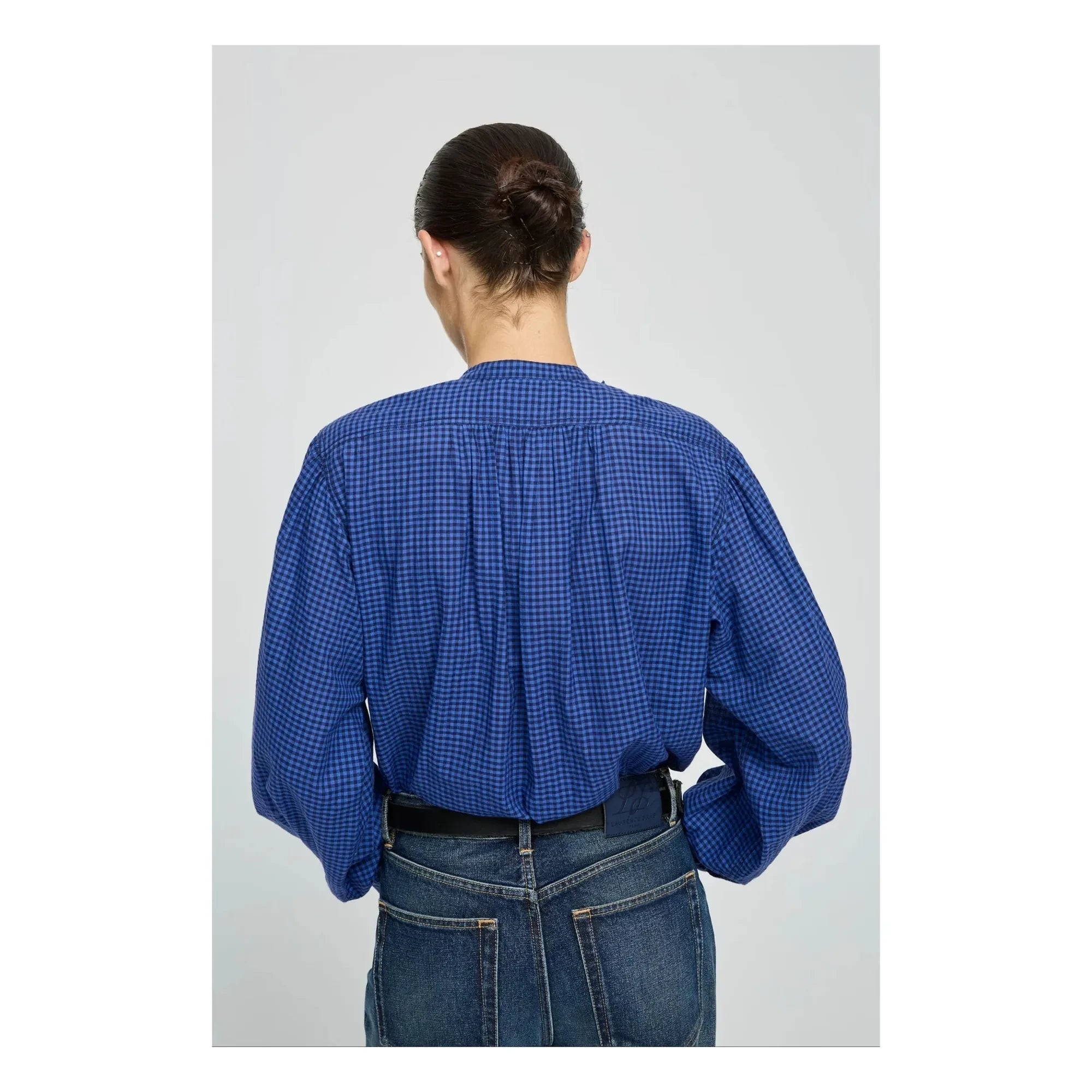Laurence Bras - Blusa de Cuadros Gingham de Algodón Magrita | Azul