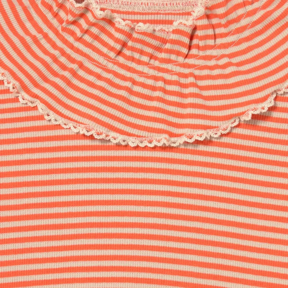 Tinycottons - Camiseta de algodón orgánico acanalada a rayas | Roja