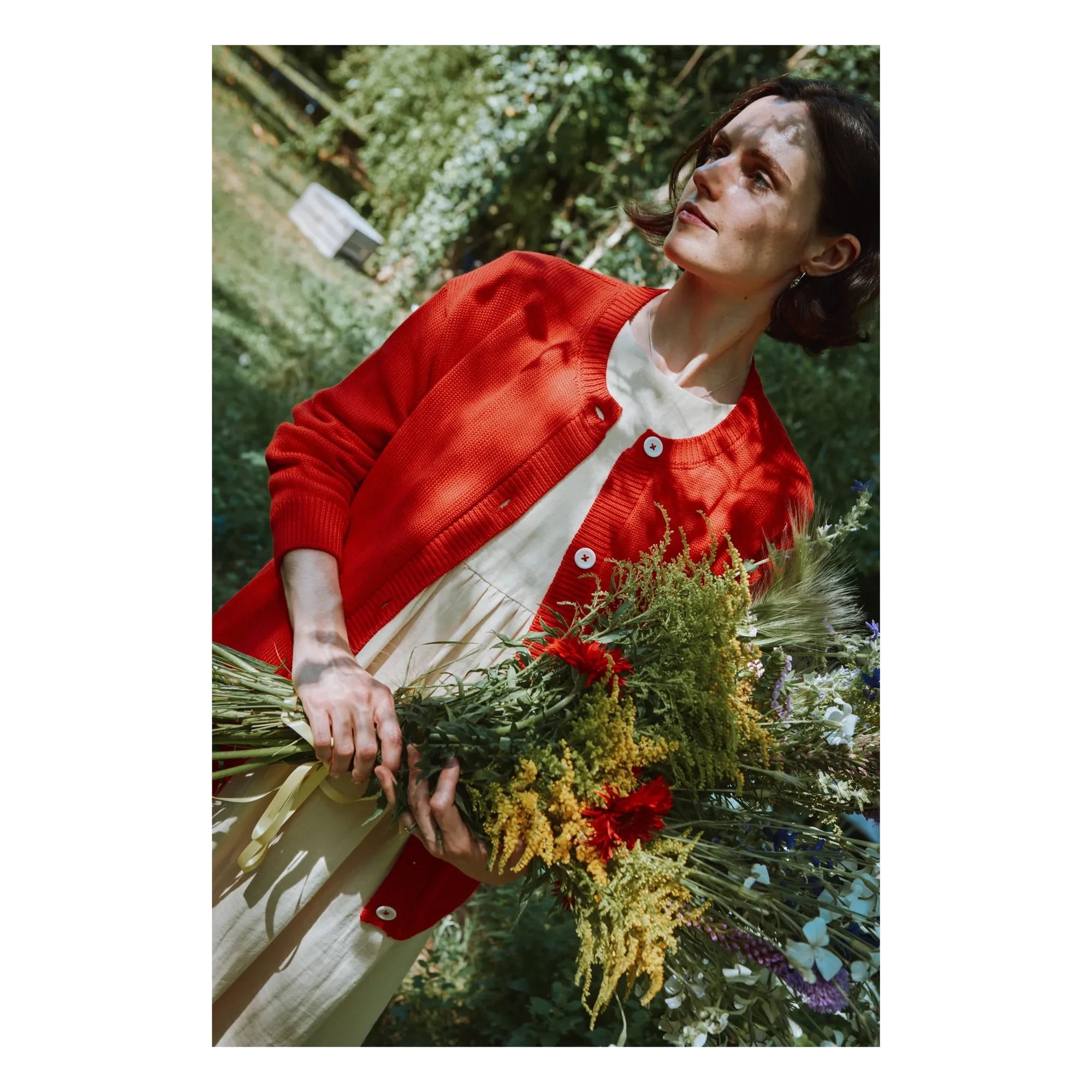 Poudre Organic - Cárdigan de algodón orgánico Pétale | Rojo