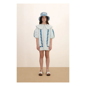 Tinycottons - Vestido Cuello Oversize con Flores | Azul