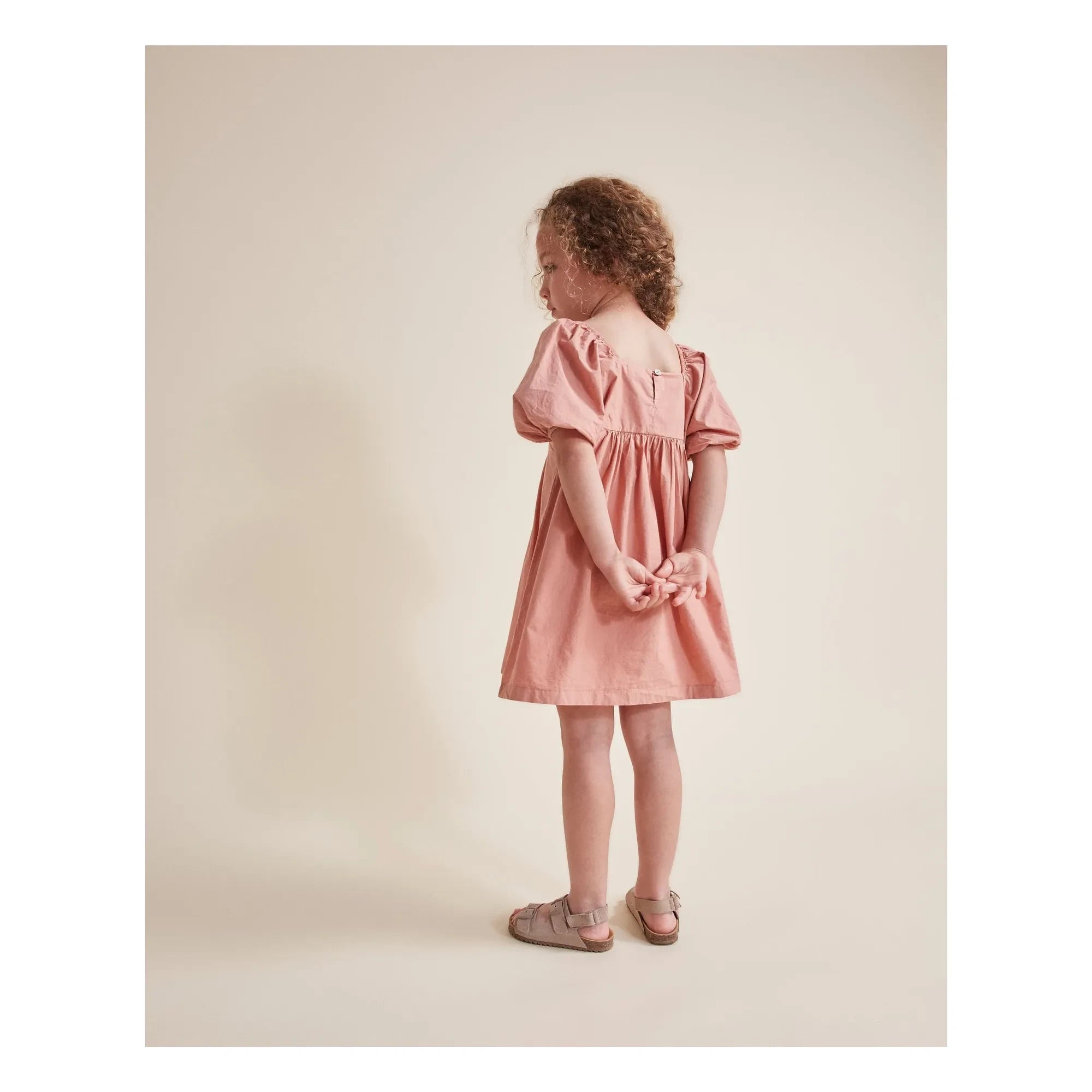 Búho - Vestido de popelín de algodón orgánico | Rosa empolvado