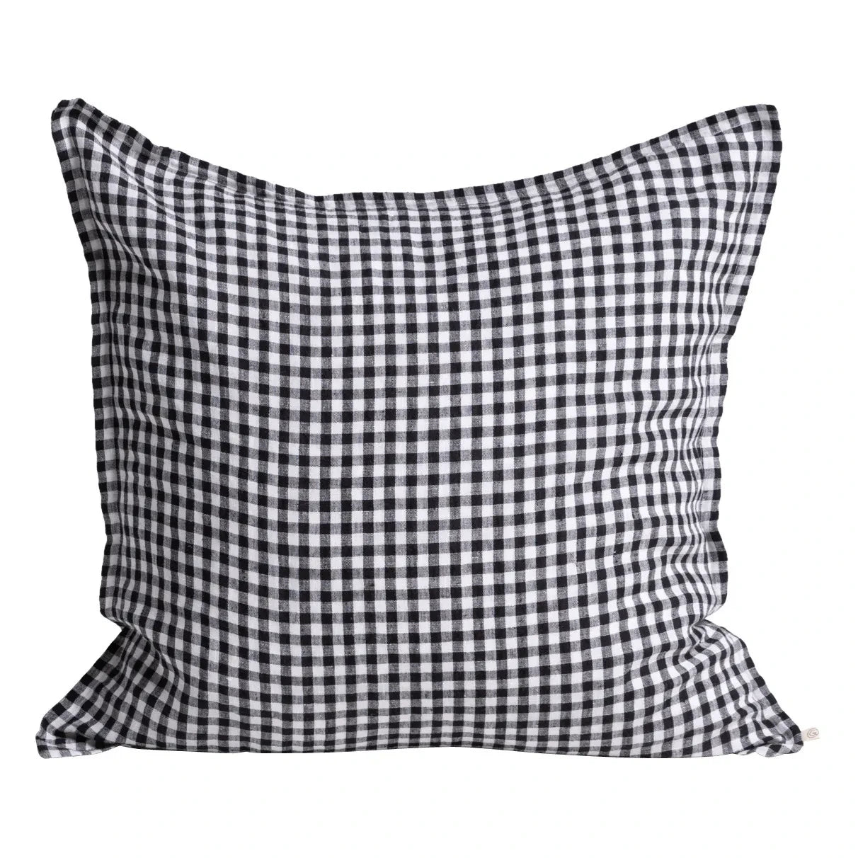 Gabrielle Paris - Funda de almohada de lino lavado Gingham | Negro