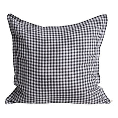 Gabrielle Paris - Funda de almohada de lino lavado Gingham | Negro