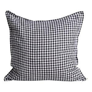 Gabrielle Paris - Funda de almohada de lino lavado Gingham | Negro