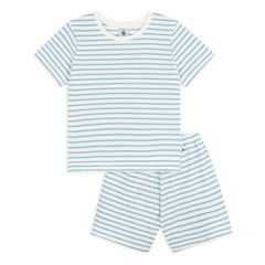 Petit Bateau - Pantalones cortos de pijama de toalla a rayas | Azul