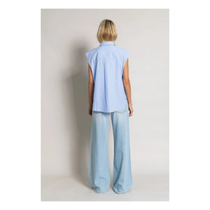 Smallable Woman - Laura Camisa sin mangas a rayas | Azul claro