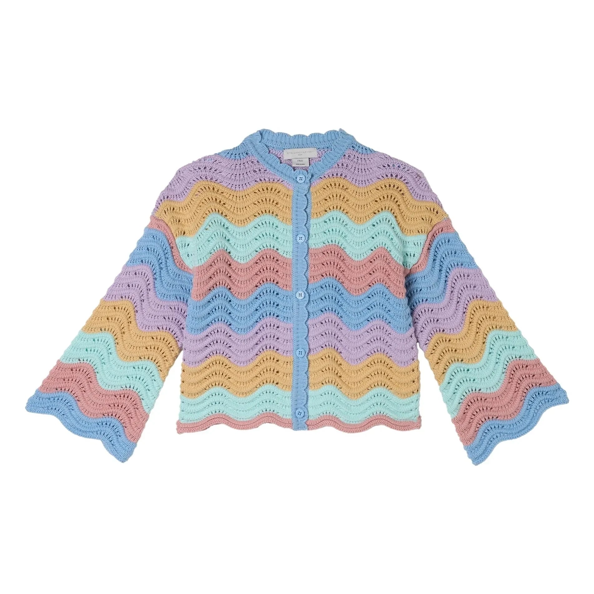 Stella McCartney Kids - Cárdigan de ganchillo de algodón orgánico | Azul
