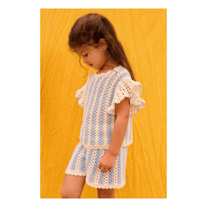 Louise Misha - Camiseta de red a rayas Lyse | Azul