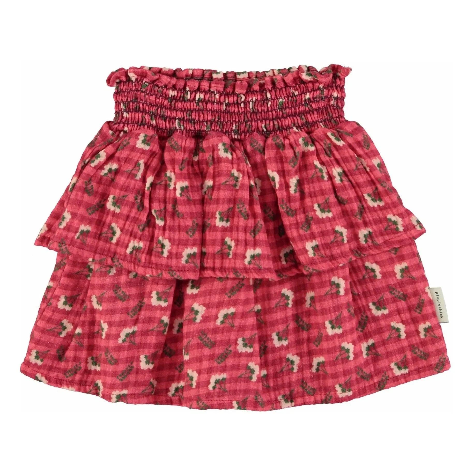 Piupiuchick - Falda con volantes y detalles florales | Rosa
