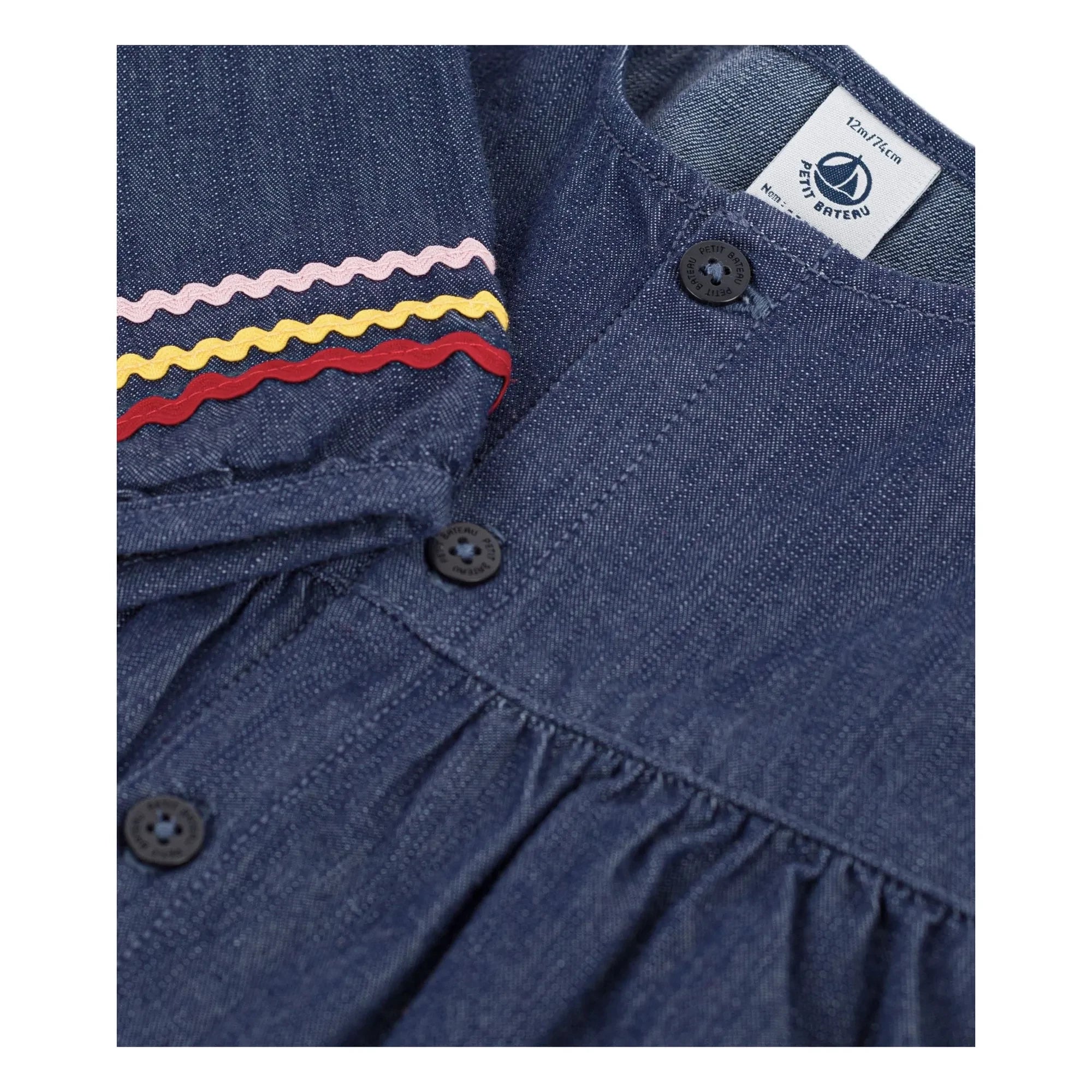 Petit Bateau - Düğmeli Denim Elbise | Koyu Mavi