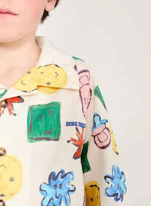 Bobo Choses - Conjunto de camisa y pantalón bordado de algodón orgánico | Ecru