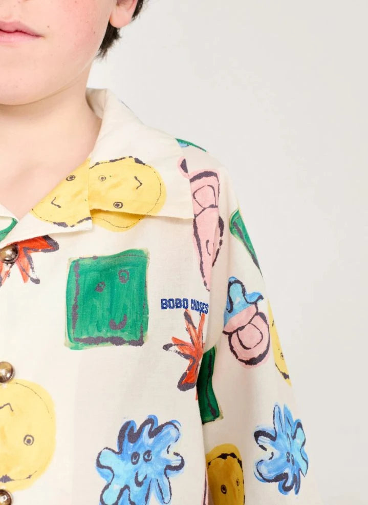 Bobo Choses - Conjunto de camisa y pantalón bordado de algodón orgánico | Ecru