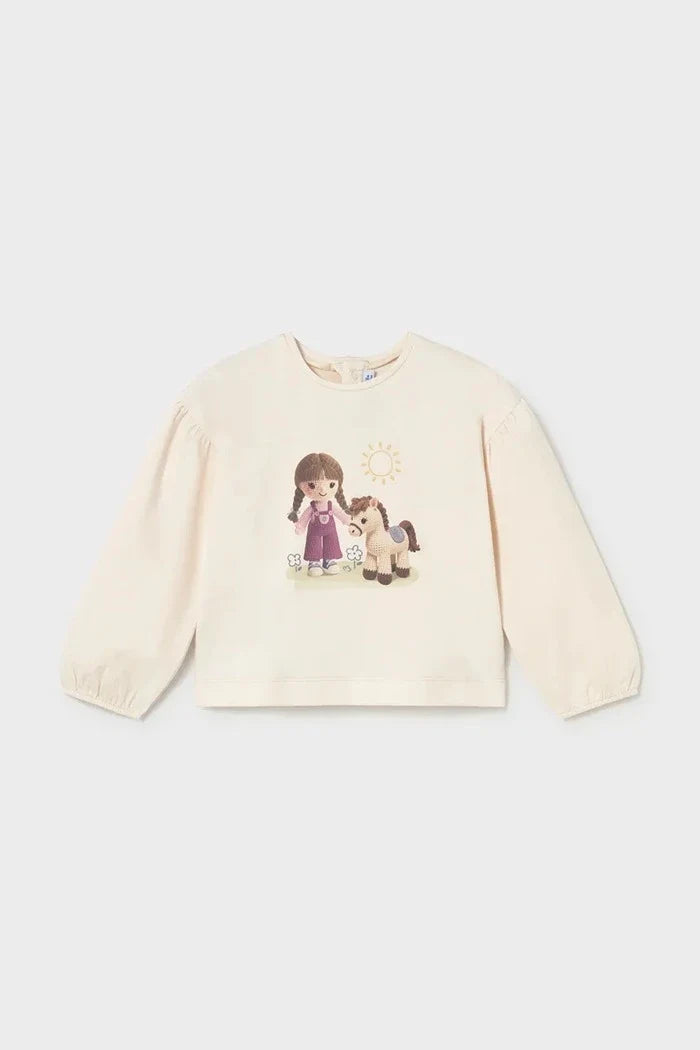 Blusa de manga larga de algodón para niñas Mayoral