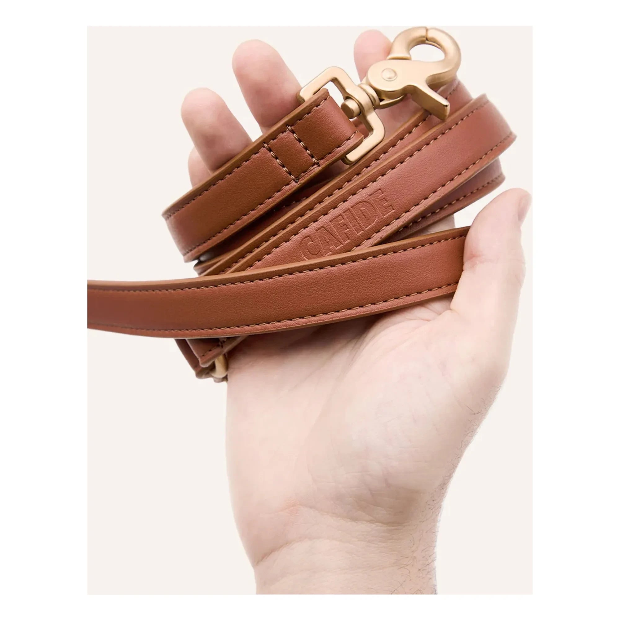 Cafide - Correa de perro de 3 posiciones, cuero vegano | Marrón