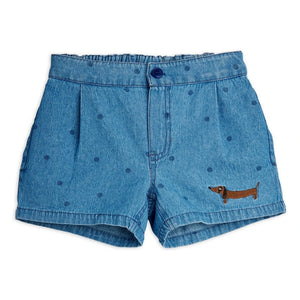 Mini Rodini - Pantalón corto vaquero de lunares de algodón orgánico | Azul