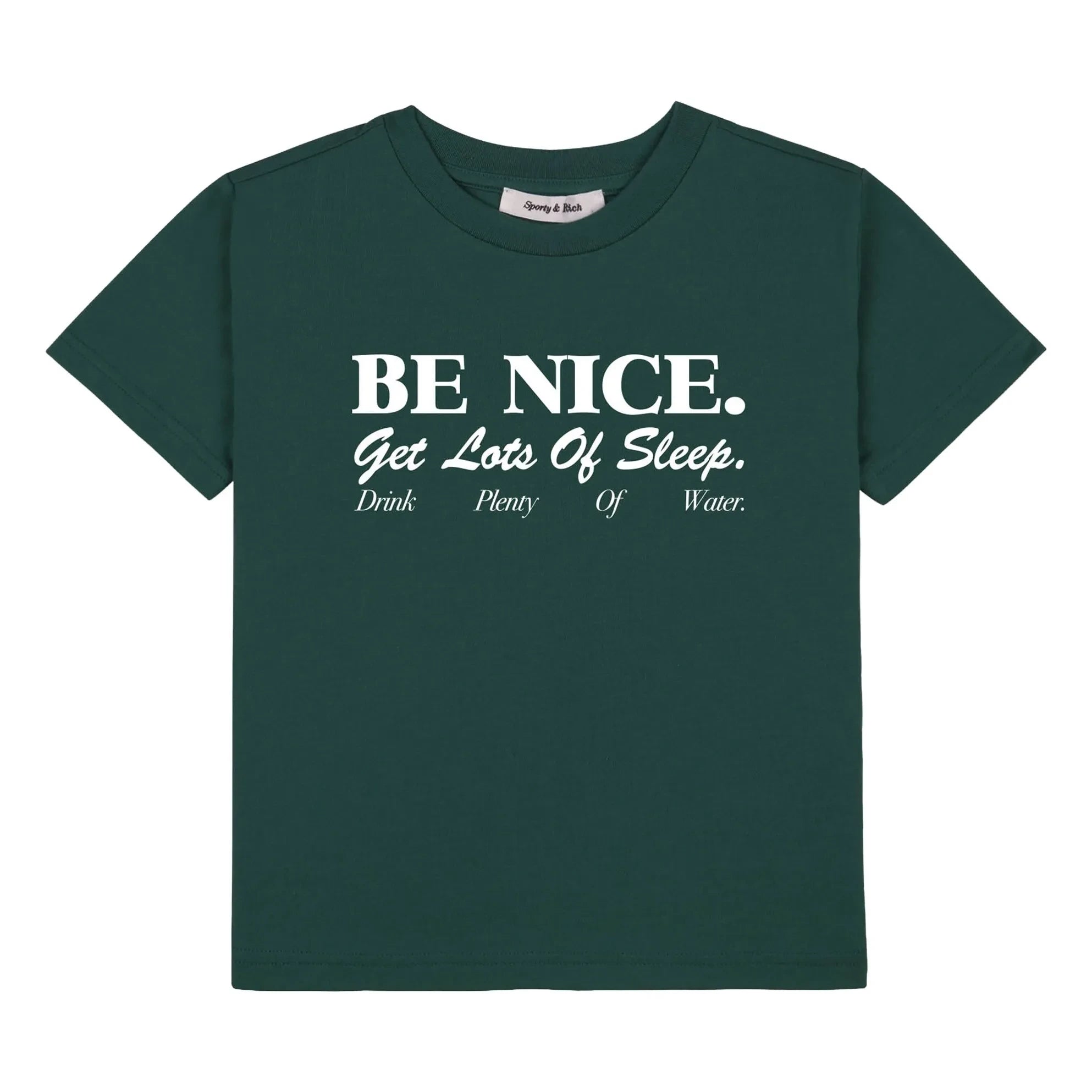 Sporty & Rich - Camiseta Be Nice Algodón reciclado | Verde oscuro