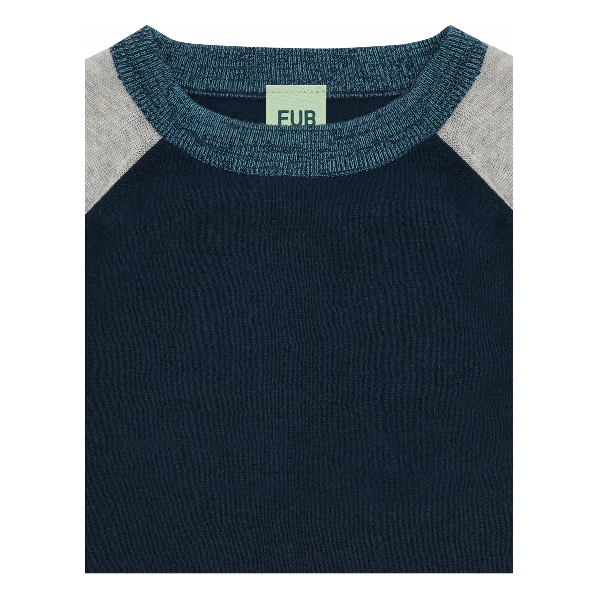 FUB - Camiseta De Bloques De Color De Algodón Orgánico Extrafino De Punto | Azul Marino