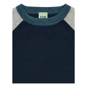 FUB - Camiseta De Bloques De Color De Algodón Orgánico Extrafino De Punto | Azul Marino