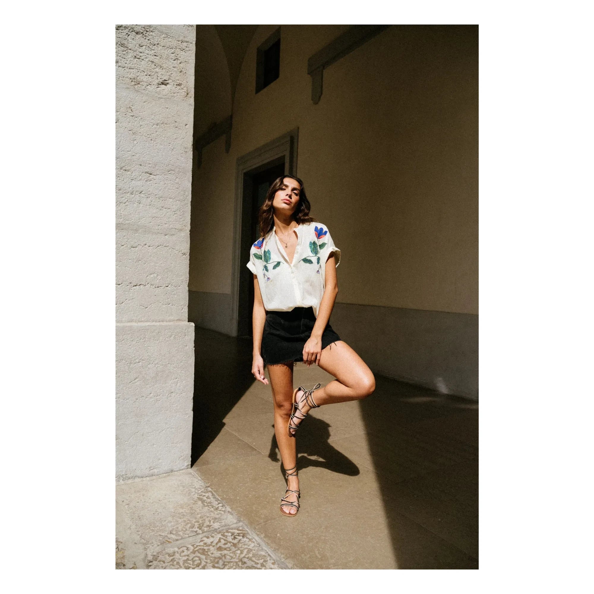 Sacrécoeur - Blusa bordada Maya Voile de algodón Corolle | Blanco