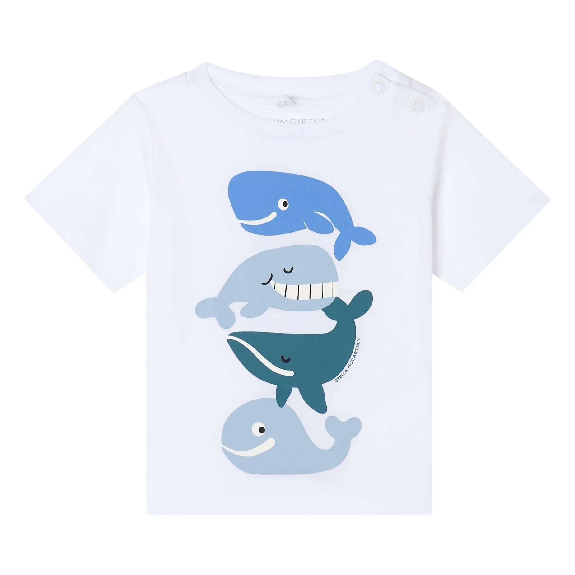 Stella McCartney Kids - Camiseta de Algodón Orgánico con Ballenas | Blanco