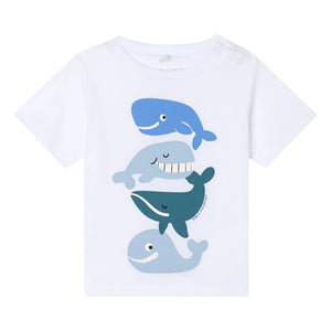 Stella McCartney Kids - Camiseta de Algodón Orgánico con Ballenas | Blanco