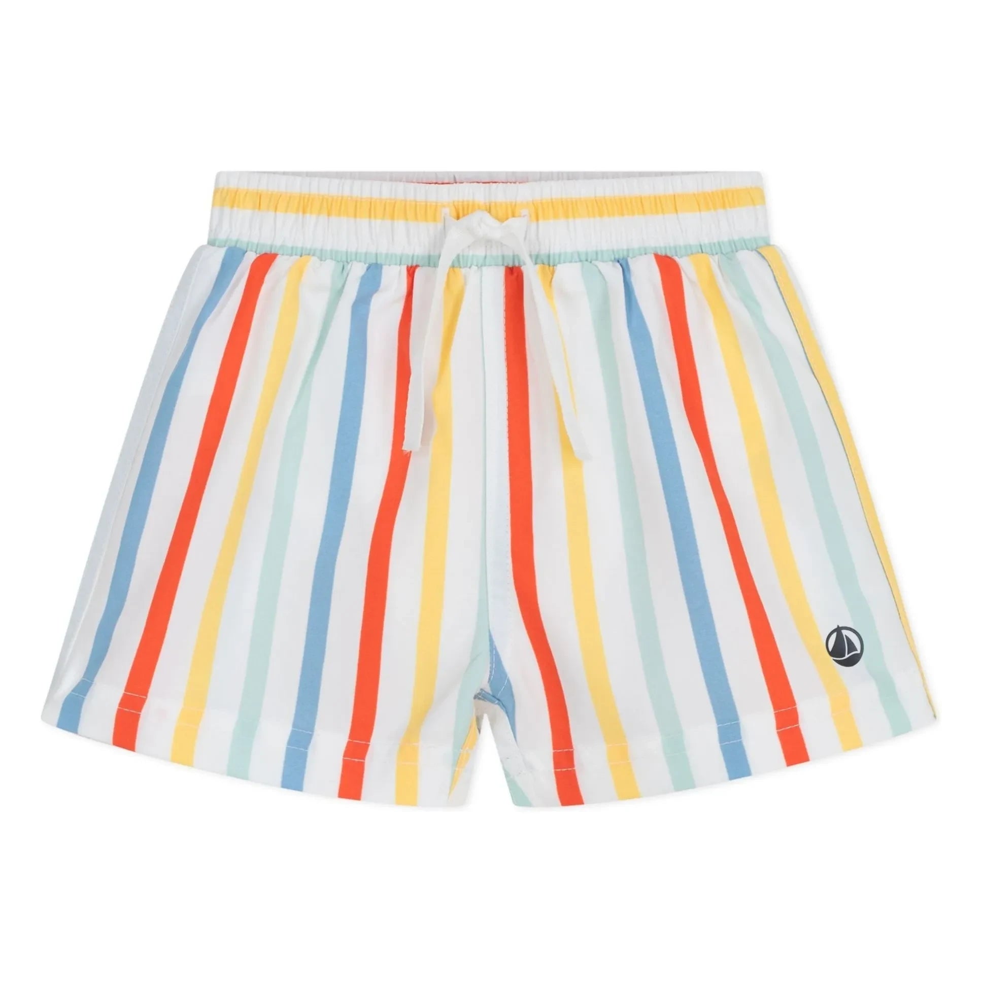 Petit Bateau - Bañador de bebé de rayas de fibras recicladas | Blanco