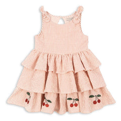 Konges Sløjd - Vestido de algodón orgánico a rayas Ellie | Rojo